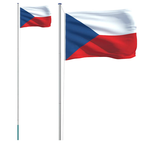 VidaXL Drapeau avec mât République tchèque 6,23 m aluminium