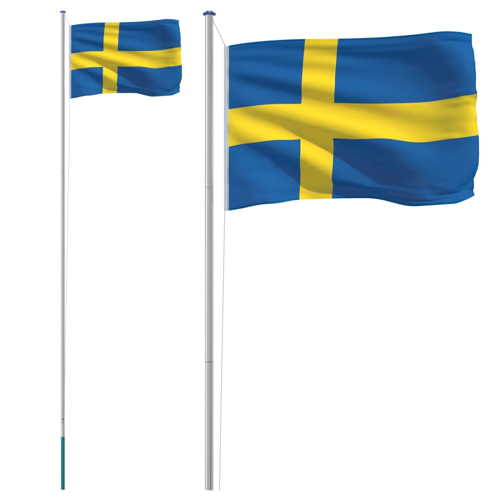 VIDAXL -Flag mit Flaggmastschweden 6,23 m Aluminium