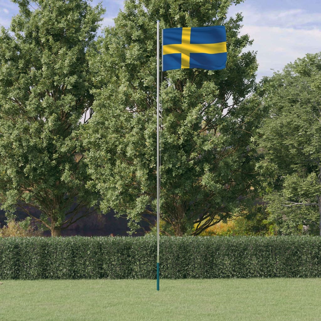 VIDAXL -Flag mit Flaggmastschweden 6,23 m Aluminium