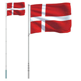 VidaXL Drapeau avec mât Danemark 5,55 m aluminium