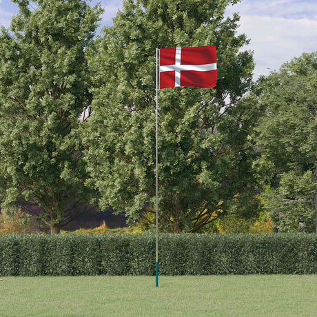VidaXL Drapeau avec mât Danemark 5,55 m aluminium