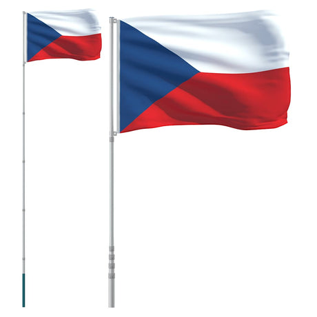 VidaXL Drapeau avec mât République tchèque 5,55 m aluminium
