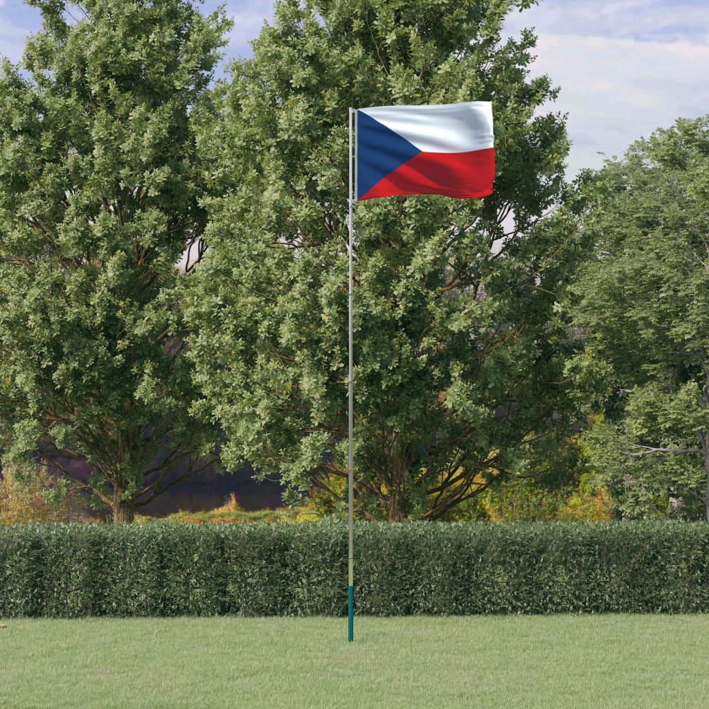 Vidaxl -flagga med flaggstång Tjeckien 5,55 m aluminium