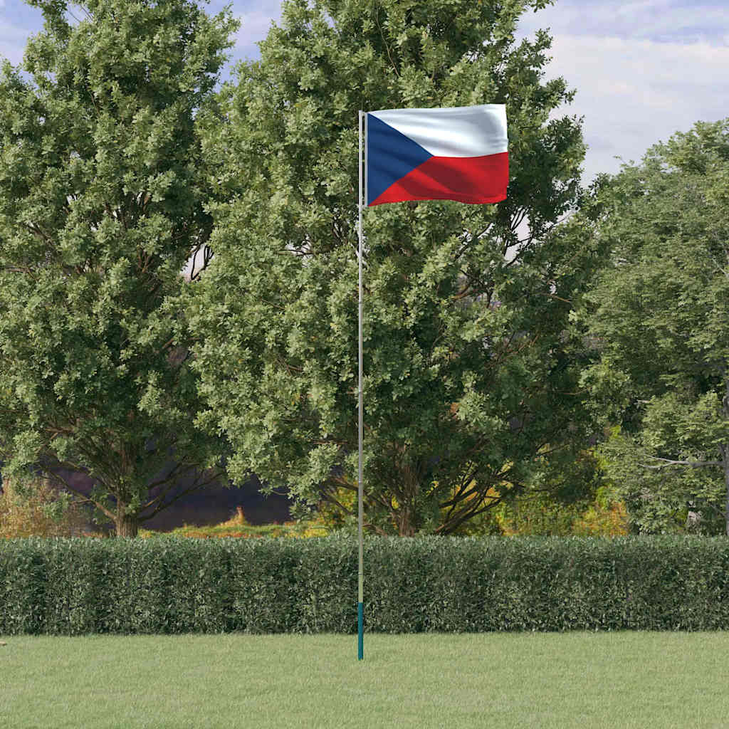 VidaXL Drapeau avec mât République tchèque 5,55 m aluminium