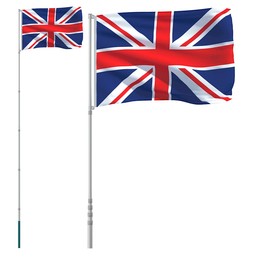 VidaXL Drapeau avec mât Royaume-Uni 5,55 m aluminium