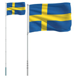 Flag Vidaxl con flagpole Svezia 5,55 m alluminio