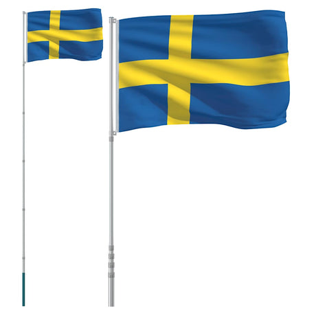 VidaXL Drapeau avec mât Suède 5,55 m aluminium