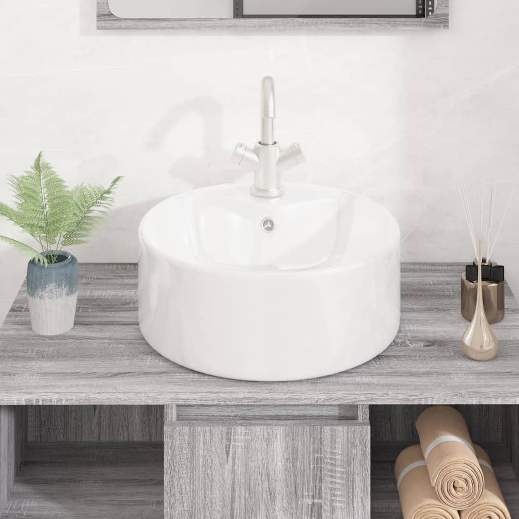 Vidaxx lavabo 40x14,5 cm rond en céramique blanc