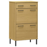 VidaXL shoe cabinet with metal legs oslo solid pine pine brown