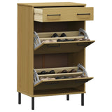 VidaXL shoe cabinet with metal legs oslo solid pine pine brown