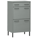 Vidaxl armoire à chaussures avec pieds en métal Oslo bois de pin massif gris