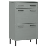 Armoire à chaussures vidaxl avec des jambes en métal oslo en pin massif gris gris