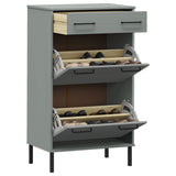 Vidaxl armoire à chaussures avec pieds en métal Oslo bois de pin massif gris