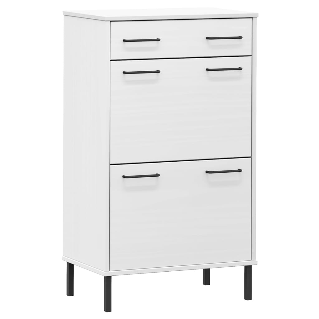 Vidaxl skoskåp med metallben Oslo Solid Pine White