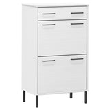 VidaXL shoe cabinet with metal legs oslo solid pine white