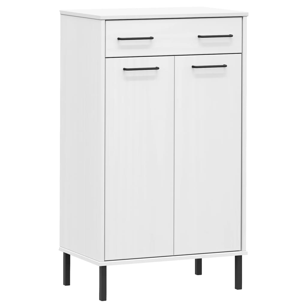 Vidaxl armoire à chaussures avec pieds en métal Oslo bois de pin massif blanc