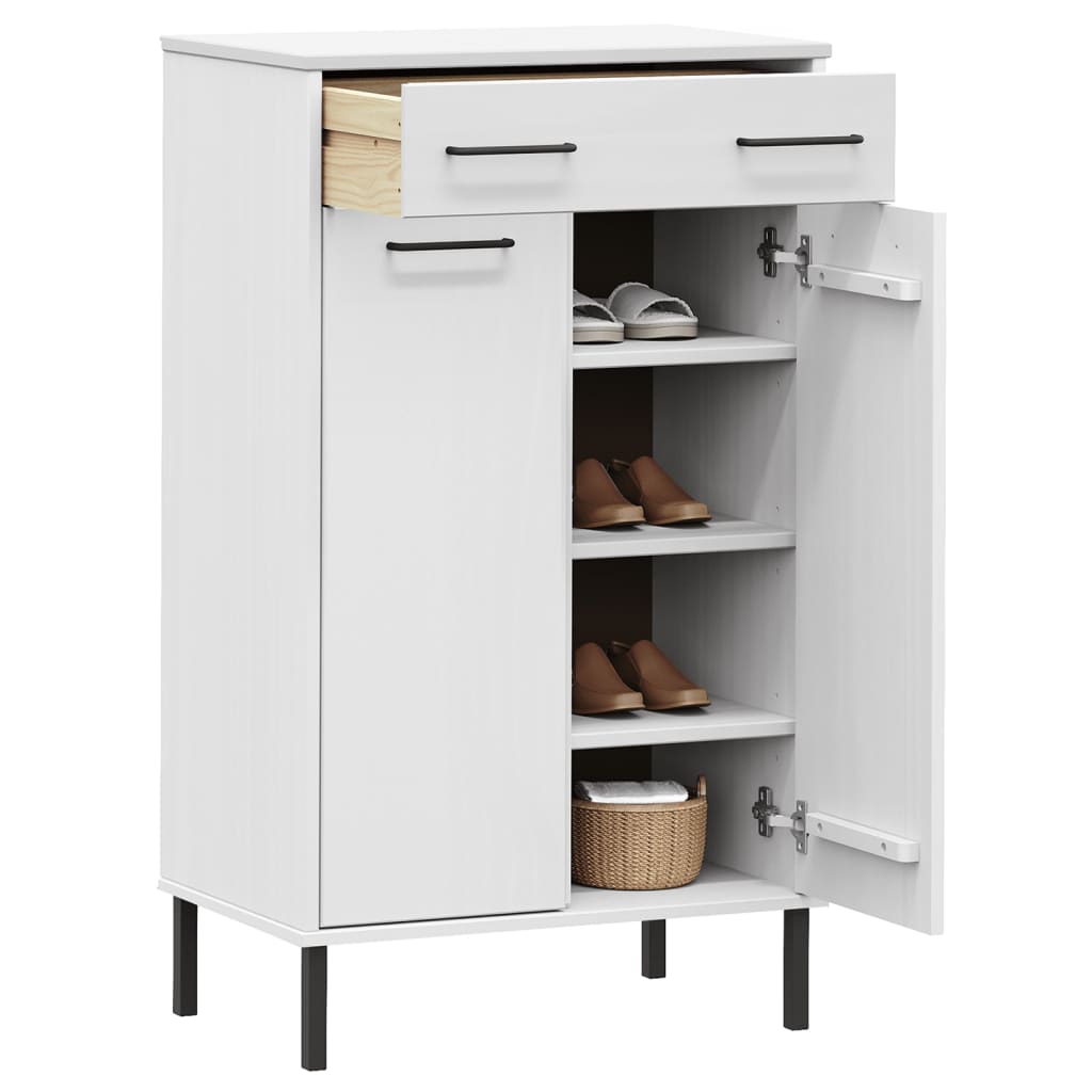 Vidaxl armoire à chaussures avec pieds en métal Oslo bois de pin massif blanc