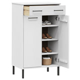 Vidaxl armoire à chaussures avec pieds en métal Oslo bois de pin massif blanc