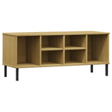VidaXL étagère à chaussures avec pieds en métal Oslo 106x35x45cm bois de pin marron