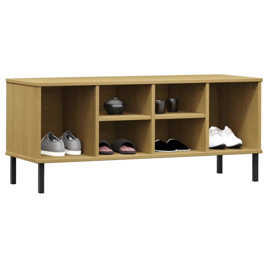 Vidaxl Shoe Rack med metalben Oslo 106x35x45cm Pine Brown