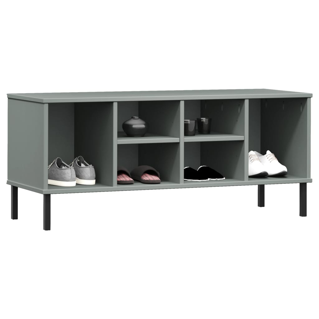 Vidaxl sko rack med metallben oslo 106x35x45 cm furugrå