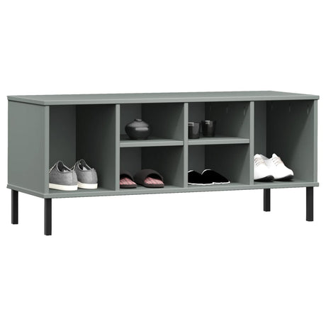 VidaXL étagère à chaussures avec pieds en métal Oslo 106x35x45 cm gris pin