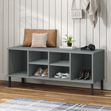 Vidaxl shoe rack with metal legs oslo 106x35x45 cm pine gray