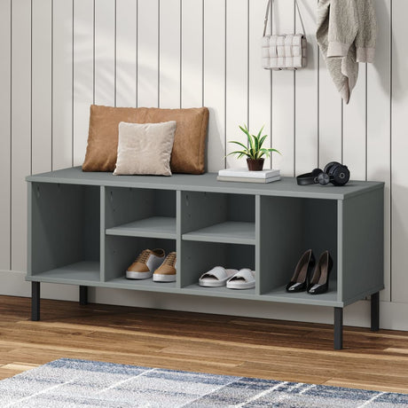 VidaXL étagère à chaussures avec pieds en métal Oslo 106x35x45 cm gris pin