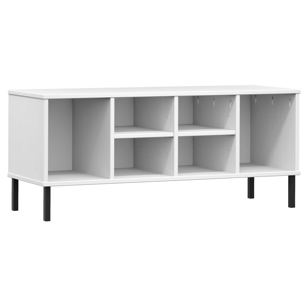 VidaXL étagère à chaussures avec pieds en métal Oslo 106x35x45 cm bois de pin blanc