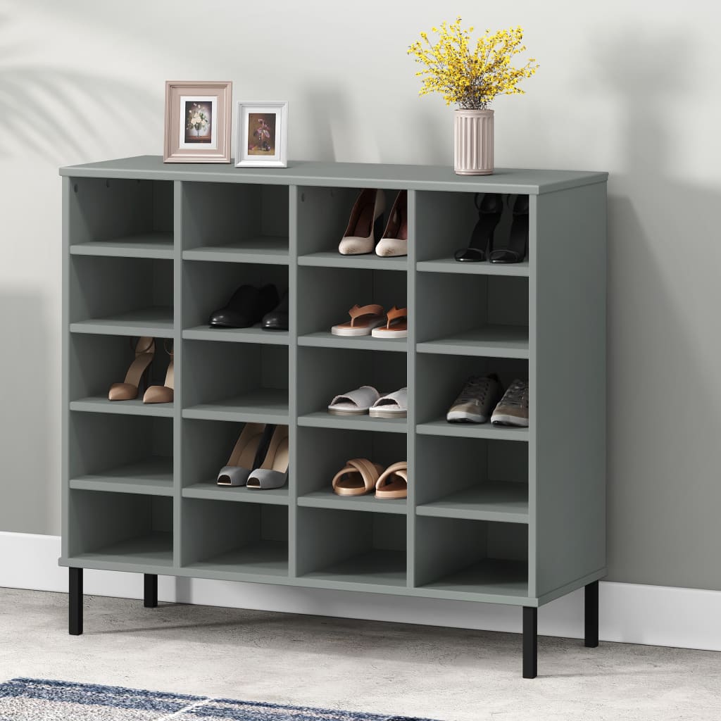 Vidaxl shoe rack with metal legs oslo 95x35x86 cm pine gray gray