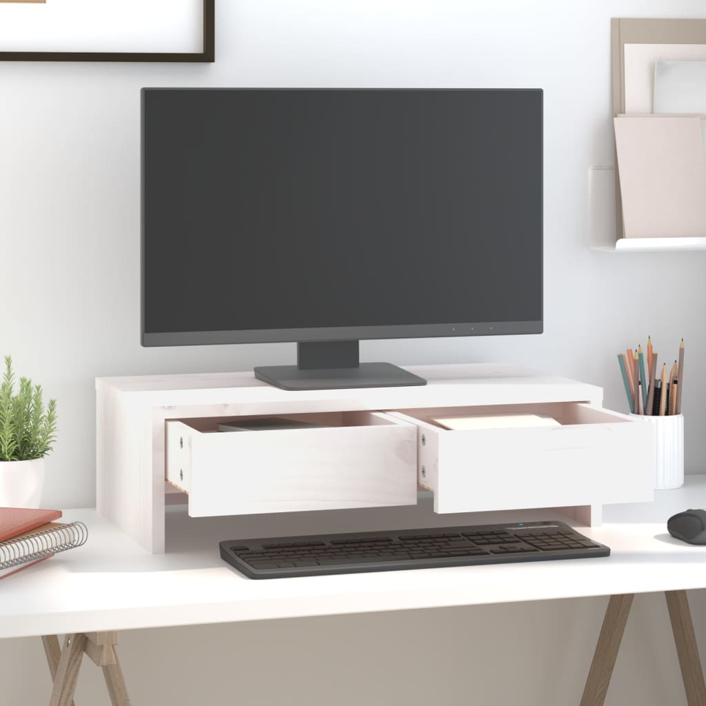 Vidaxx support pour moniteur 50x27x15 cm bois de pin massif blanc