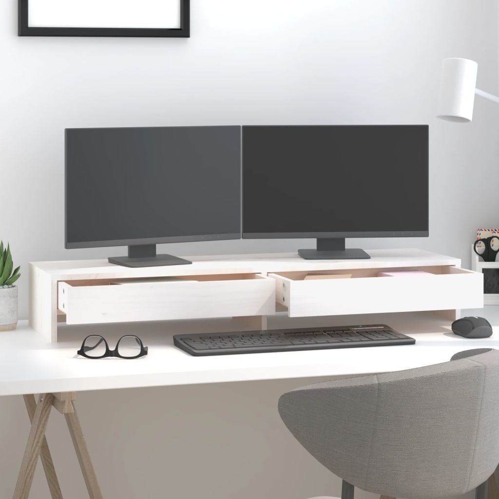 Vidaxx support pour moniteur 100x27x15 cm bois de pin massif blanc