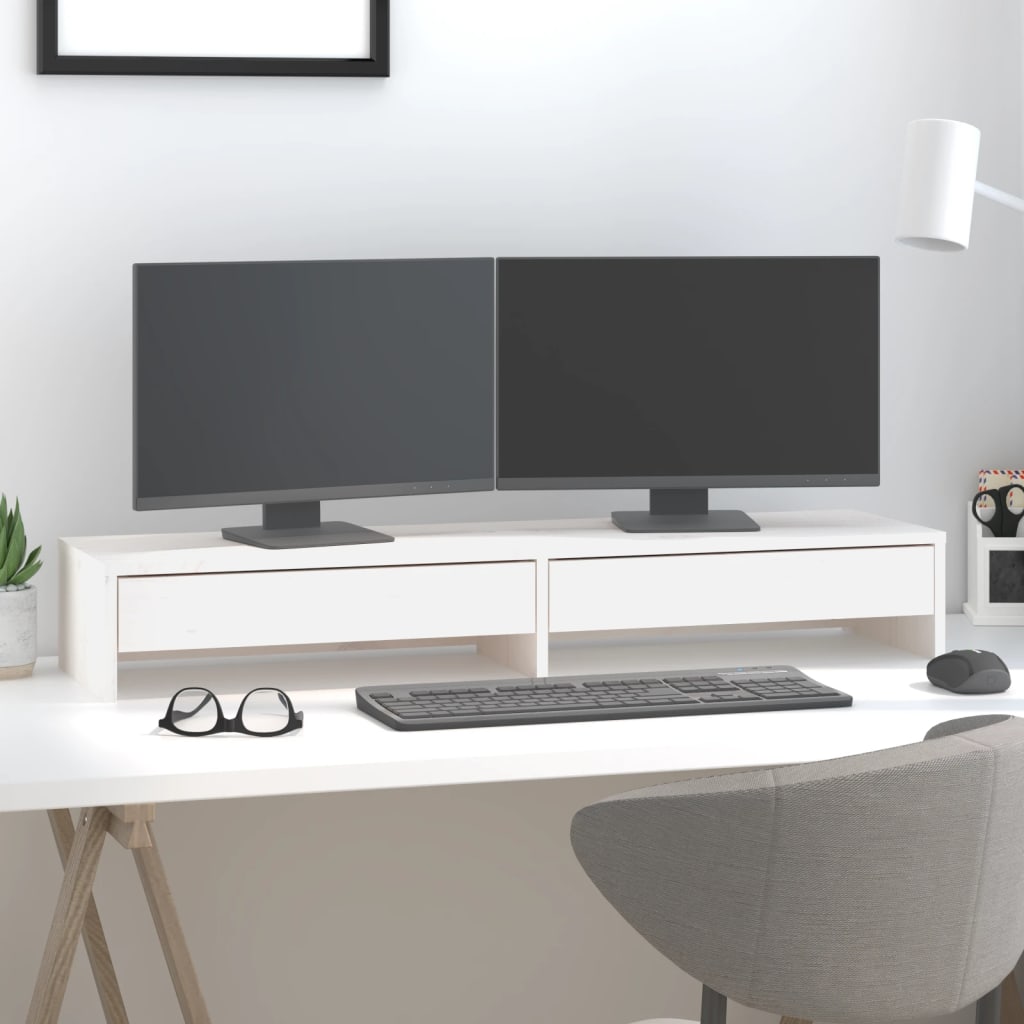 Vidaxx support pour moniteur 100x27x15 cm bois de pin massif blanc