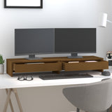Vidaxxl support pour écran 100x27x15 cm bois de pin massif marron miel