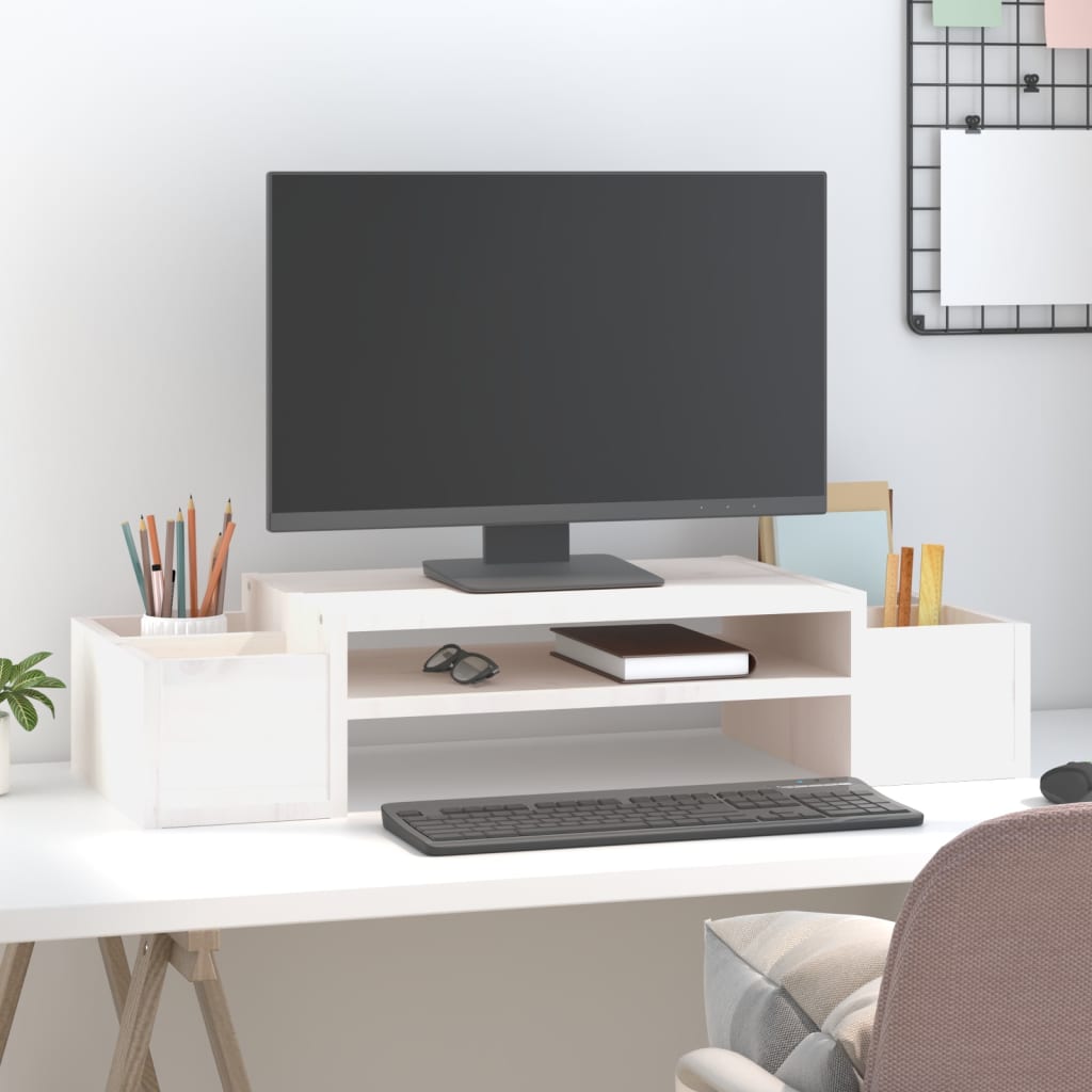 Vidaxx support pour moniteur 70x27,5x15 cm bois de pin massif blanc