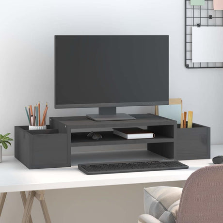 Vidaxx support pour moniteur 70x27,5x15 cm bois de pin massif gris