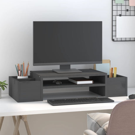 Vidaxx support pour moniteur 70x27,5x15 cm bois de pin massif gris