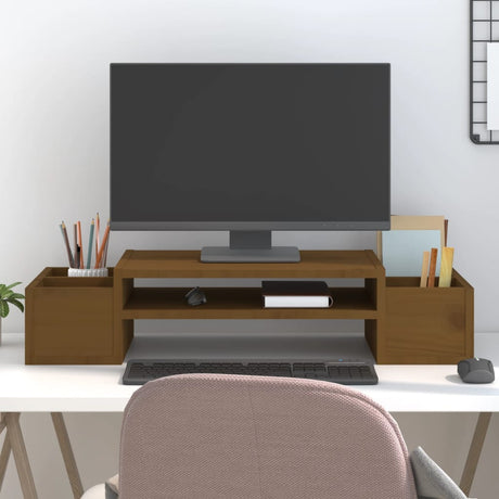 Vidaxx support pour moniteur 70x27,5x15 cm bois de pin massif marron miel