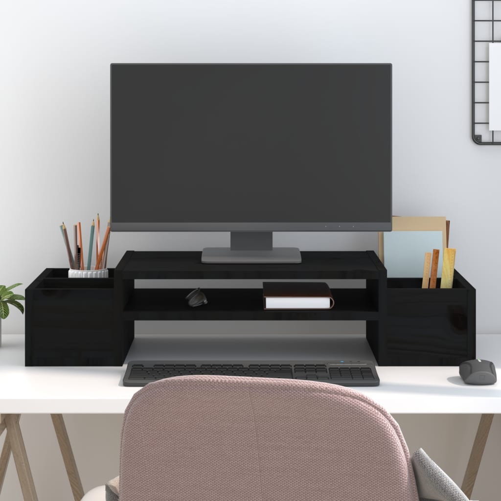 Vidaxxl support pour écran 70x27,5x15 cm bois de pin massif noir