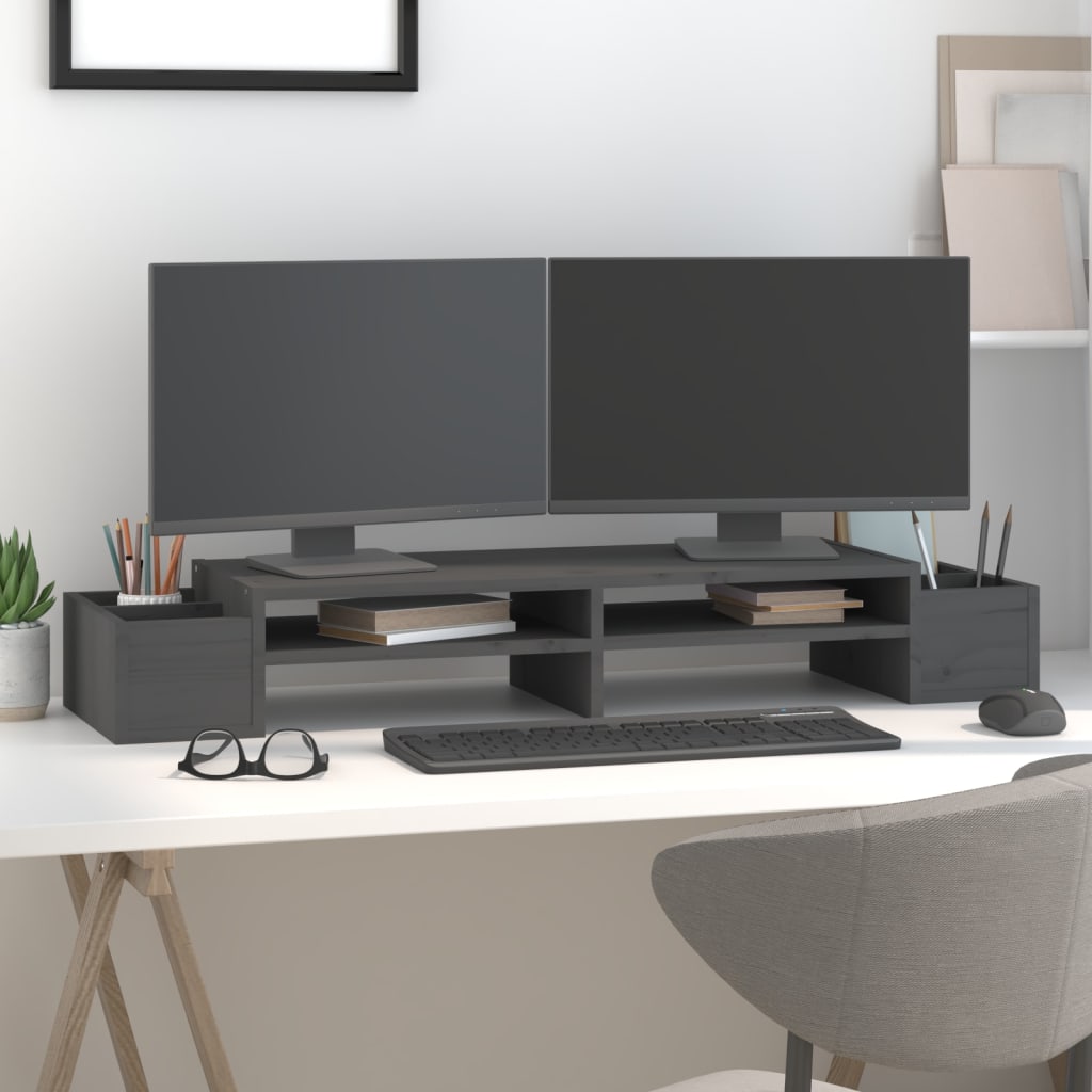 Vidaxx support pour moniteur 100x27,5x15 cm bois de pin massif gris