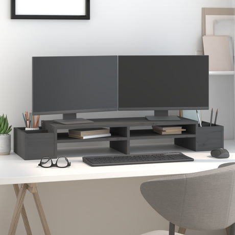 Vidaxx support pour moniteur 100x27,5x15 cm bois de pin massif gris