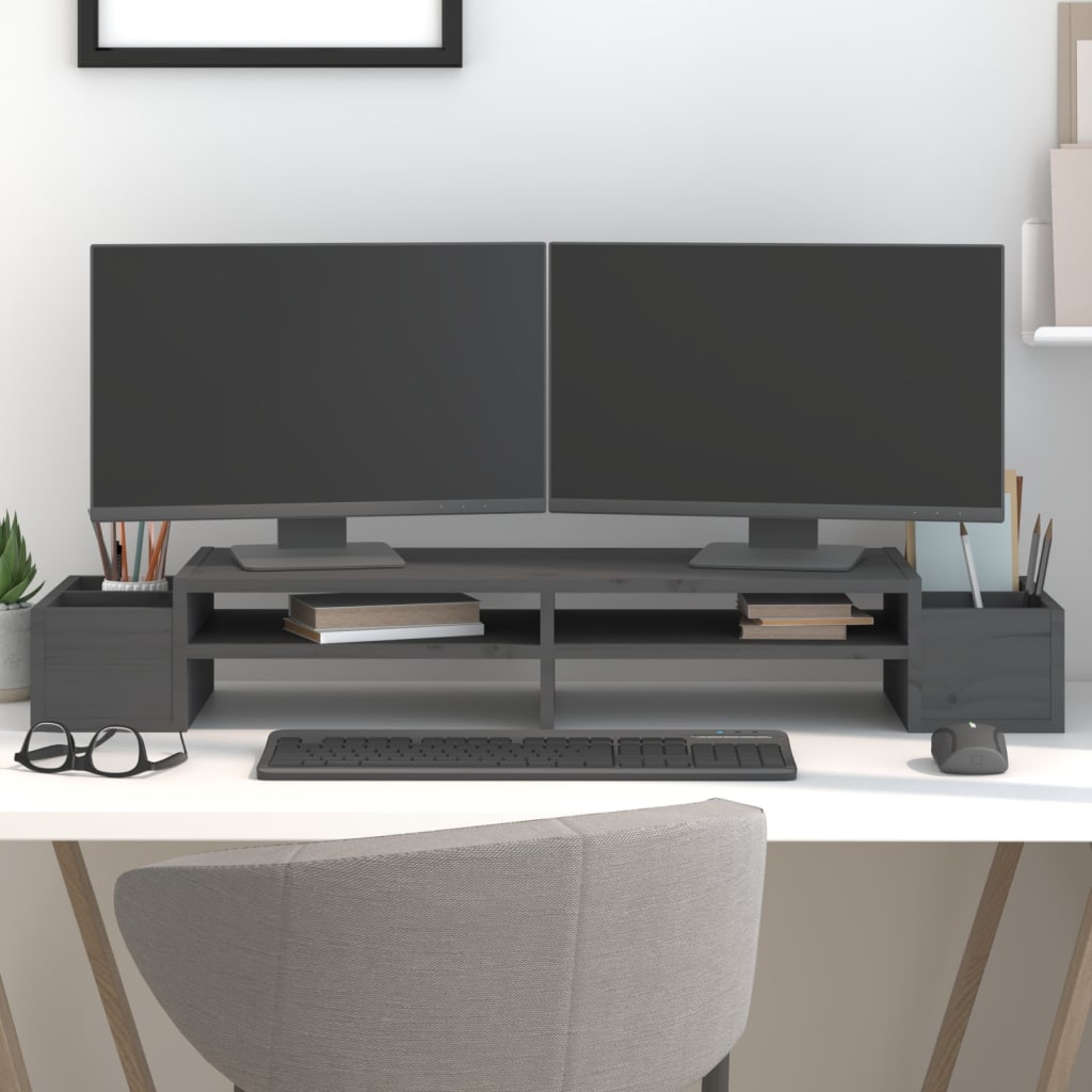 Vidaxx support pour moniteur 100x27,5x15 cm bois de pin massif gris