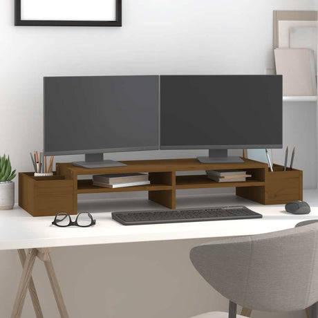 Vidaxxl support pour écran 100x27,5x15 cm pin massif marron miel