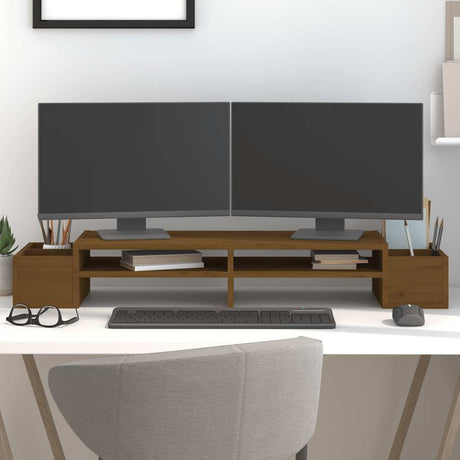 Vidaxxl support pour écran 100x27,5x15 cm pin massif marron miel