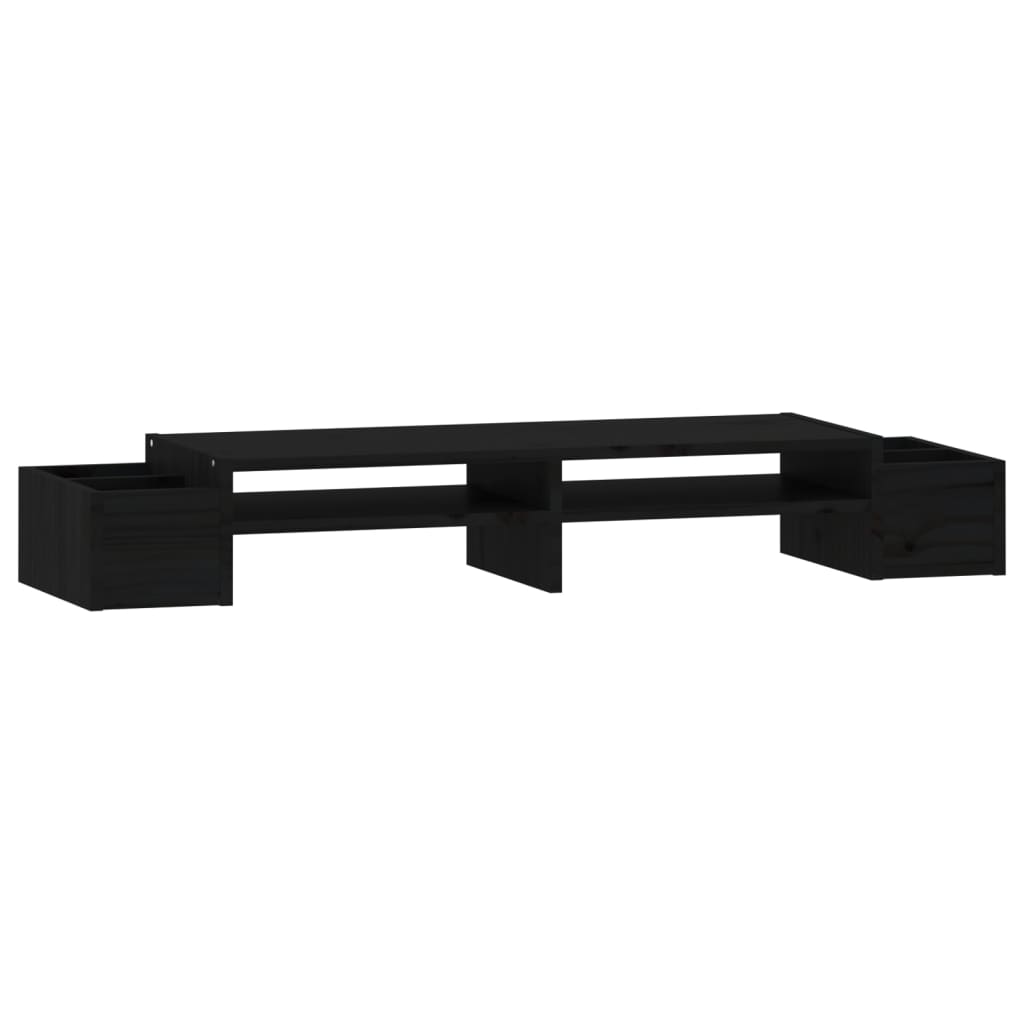 VidaXL support pour moniteur 100x27,5x15 cm bois de pin massif noir