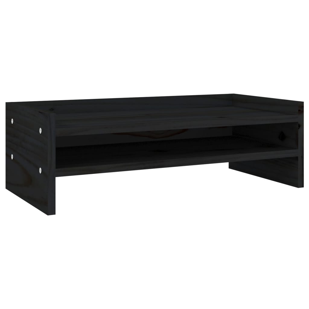 VidaXL support pour moniteur 50x24x16 cm bois de pin massif noir