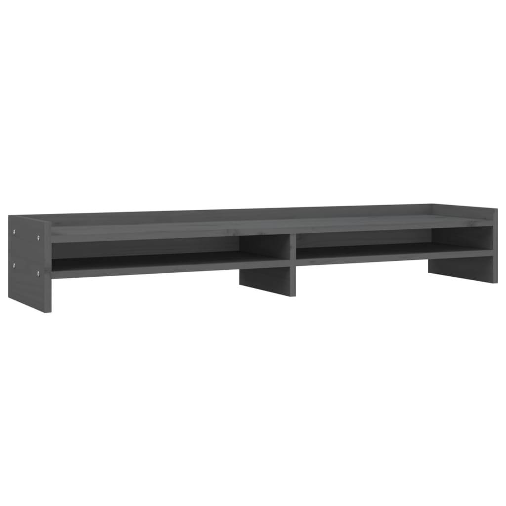 VidaXL support pour moniteur 100x24x16 cm bois de pin massif gris