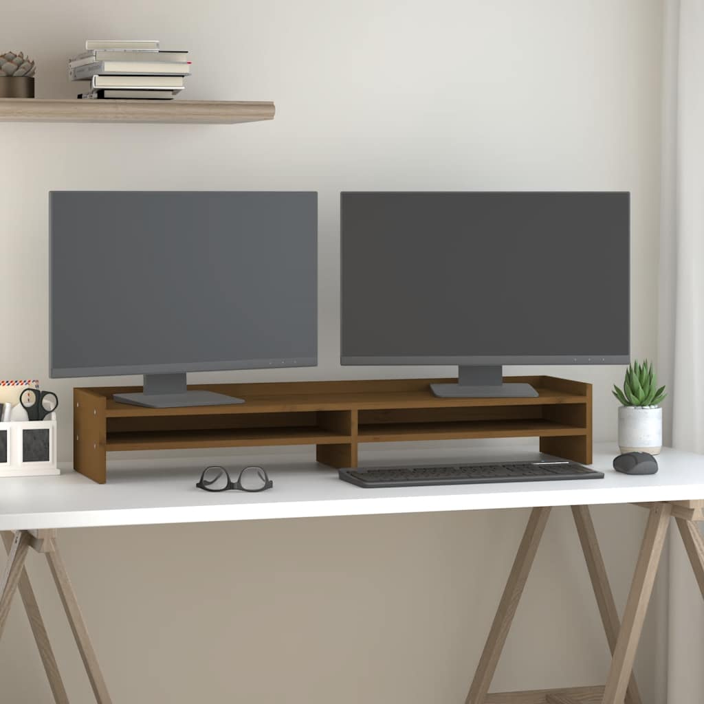 Vidaxxl support pour écran 100x24x16 cm pin massif marron miel