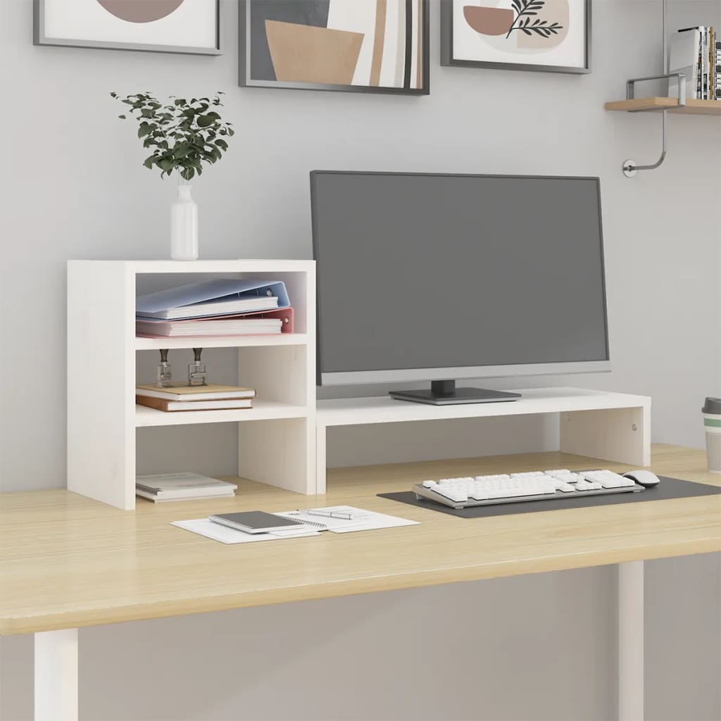 Vidaxx support pour moniteur 81x20x30 cm bois de pin massif blanc