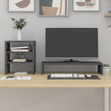 VidaXL support pour moniteur 81x20x30 cm bois de pin massif gris